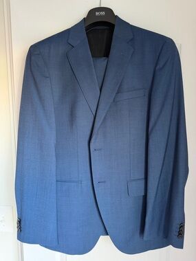 Boss Men's Navy Blue Two-Button Suit Jacket